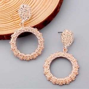 Elegant Rose Gold Textured Hoop Earrings